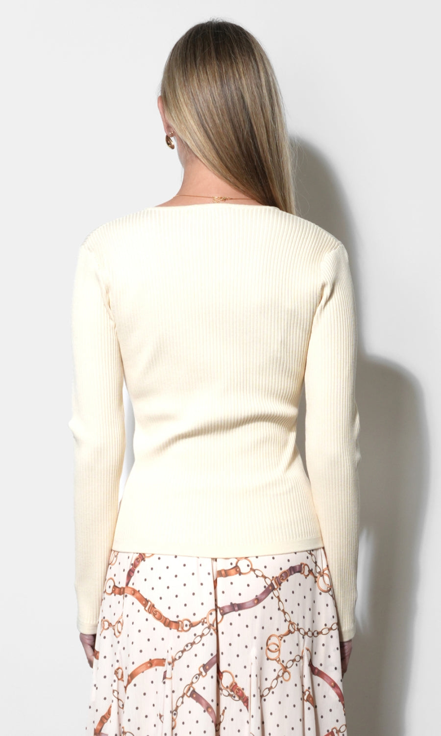 Maxwell Lace Up V-Neck Knit Top