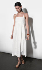 Edie Embroidered Midi Dress With Braided Straps