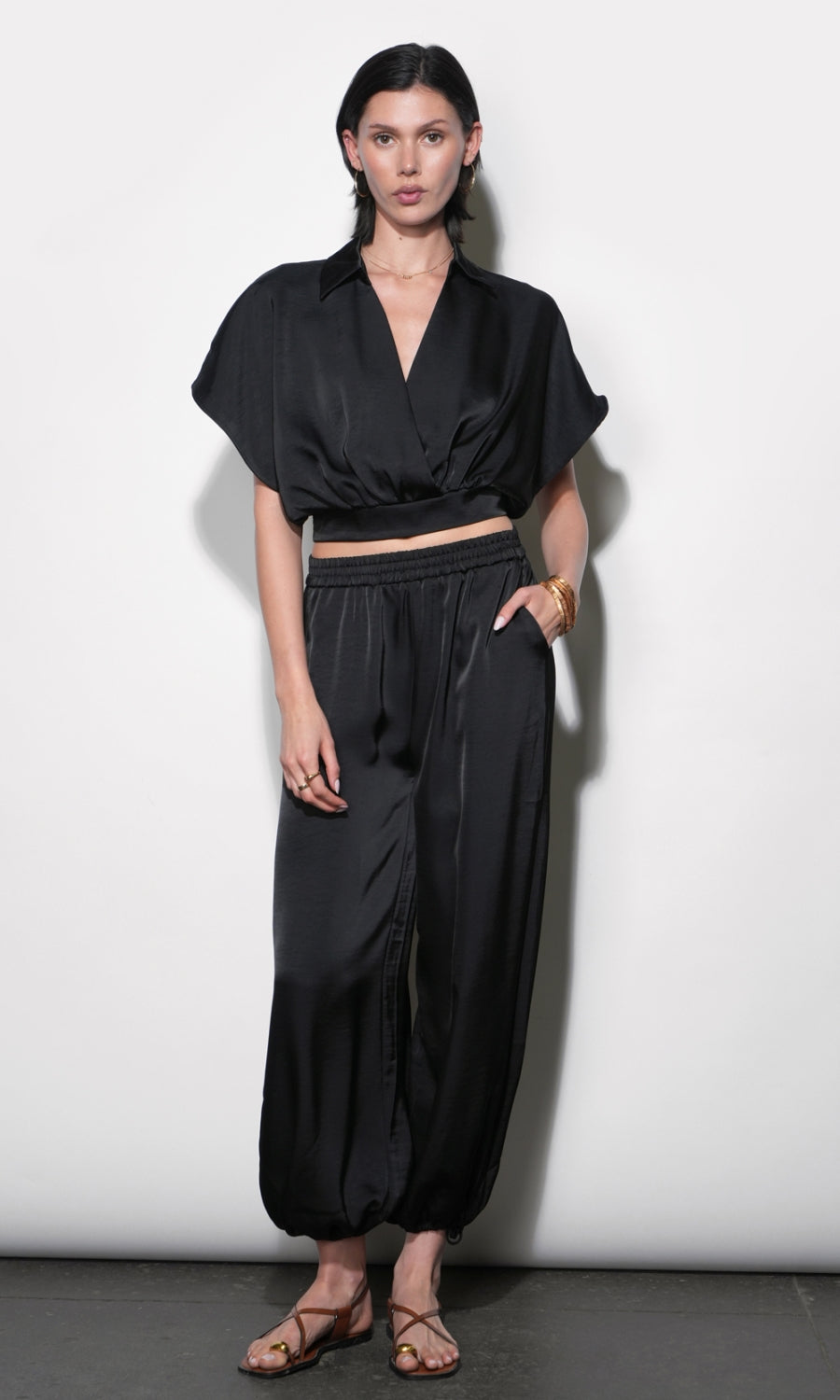 Nisa Dolman Sleeve Black Top