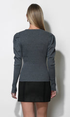 Renoa Puff Sleeve Ribbed Knit Top