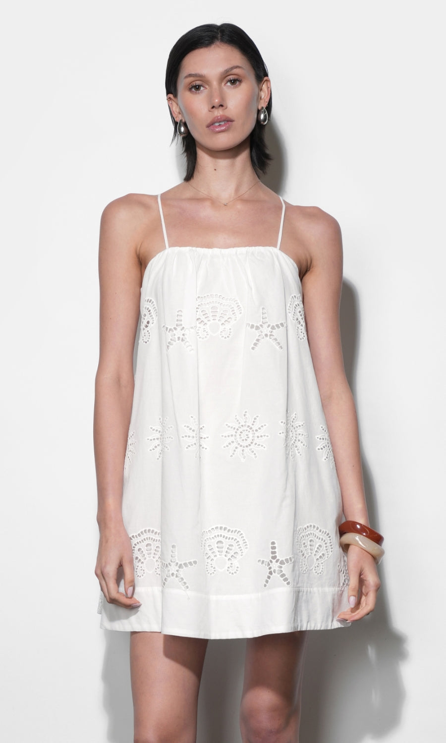 Daisy Embroidered Popover Mini Dress