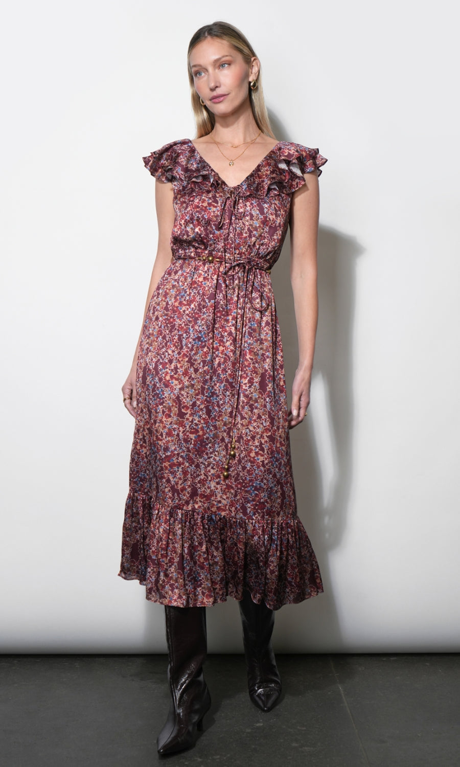 Ophelia Flutter Sleeve Midi Dress
