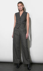 Liv Herringbone Wide Leg Trousers