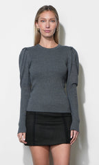 Renoa Puff Sleeve Ribbed Knit Top