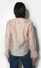 Gemma Cascading Ruffle Button Front Long Sleeve Top