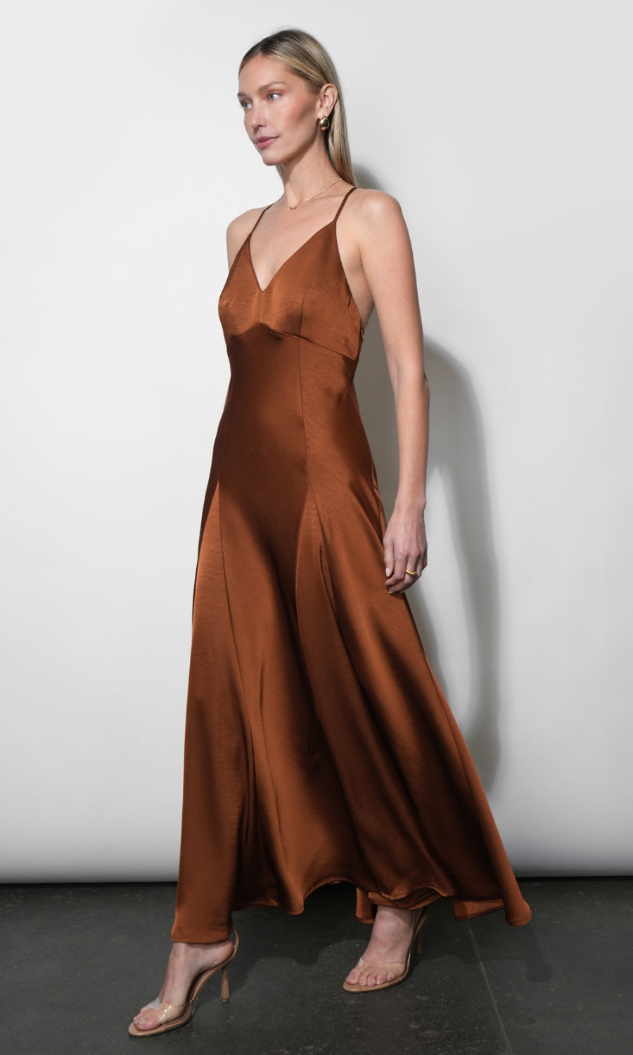 Etta Satin Cross Back Maxi Dress