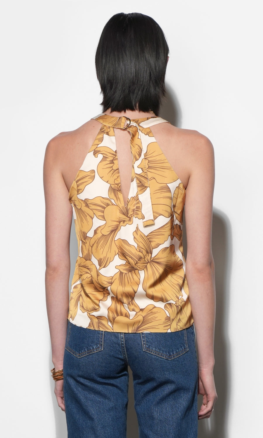 Eliza Cowl Neck Halter Top With Buckle