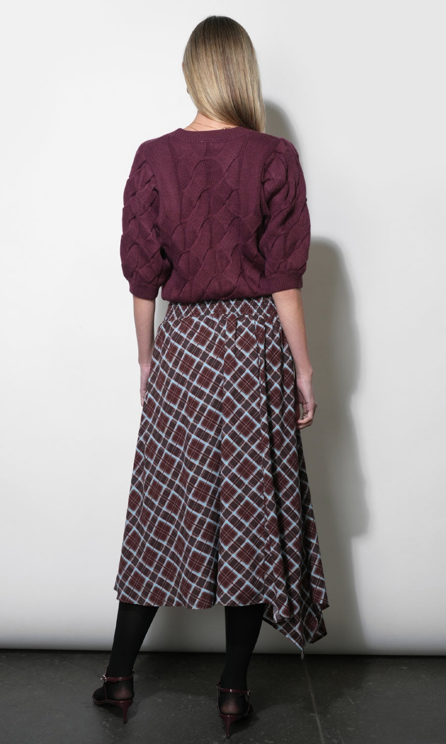 Hallie Cable Knit Puff Sleeve Sweater Top