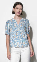 Charlotte Split Neck Elbow Sleeve Top