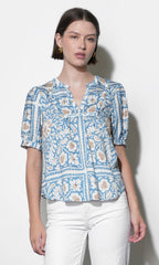 Charlotte Split Neck Elbow Sleeve Top