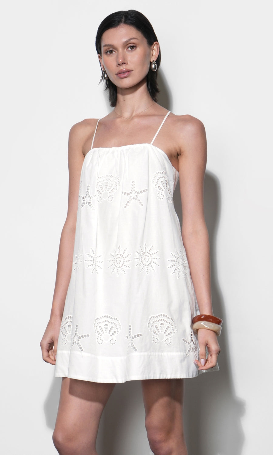 Daisy Embroidered Popover Mini Dress