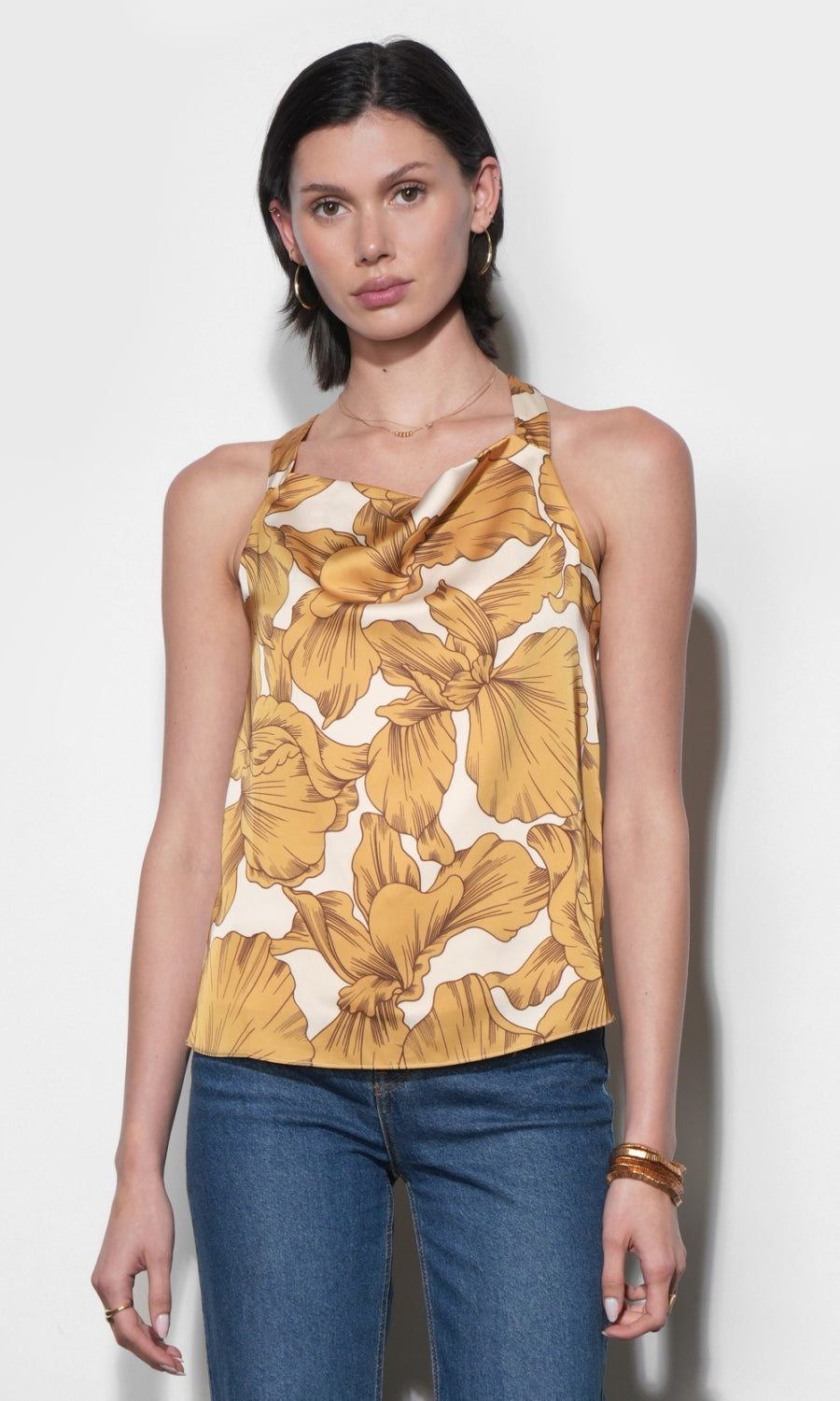 Eliza Cowl Neck Halter Top With Buckle