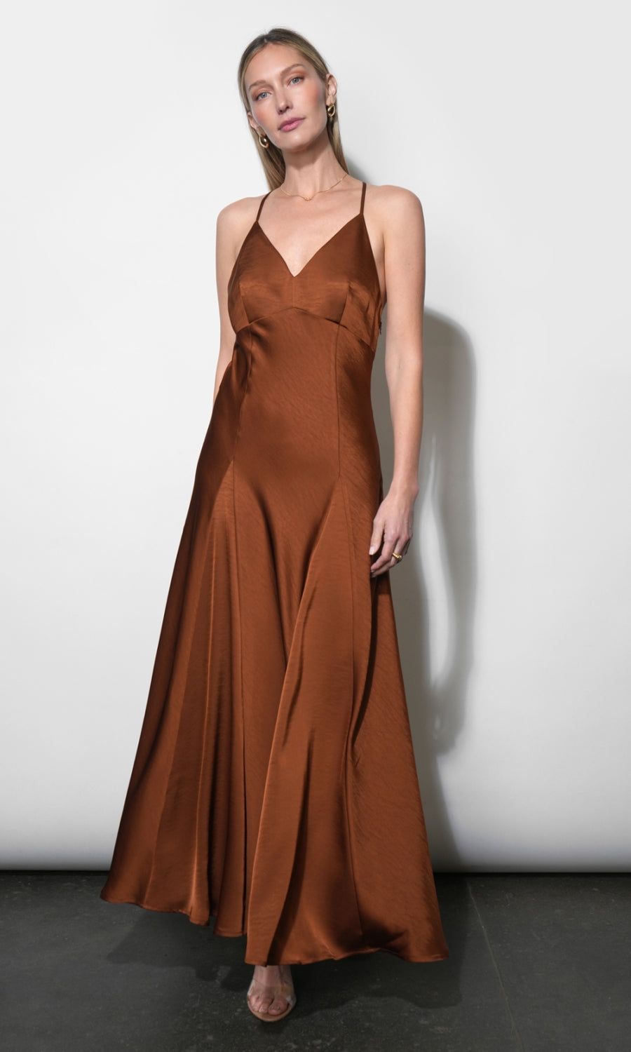 Etta Satin Cross Back Maxi Dress
