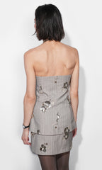 Astrid Strapless Sequin Embroidered Pinstriped Vest