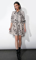 Elsa Button Down Mini Dress w/ Piping