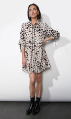 Elsa Button Down Mini Dress w/ Piping