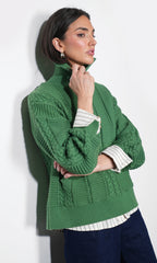 Mila Half Zip Up Cable Knit Sweater