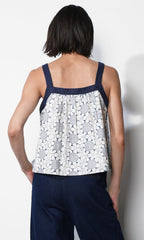 Laira Embroidered Tie Front Top