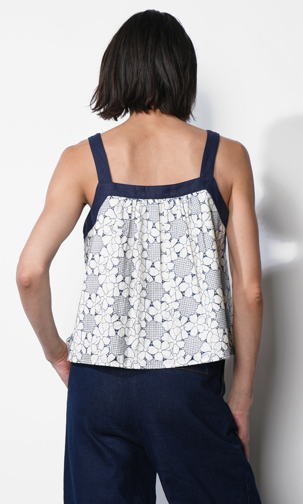 Laira Embroidered Tie Front Top