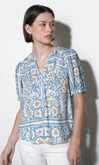 Charlotte Split Neck Elbow Sleeve Top