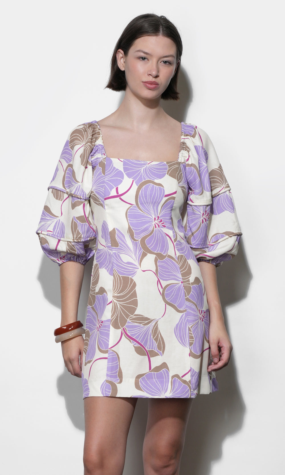 Emery Bubble Sleeve Piped Mini Dress