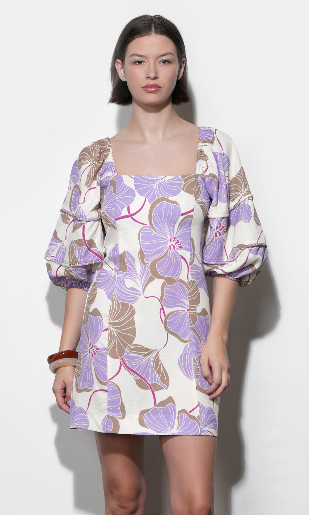 Emery Bubble Sleeve Piped Mini Dress