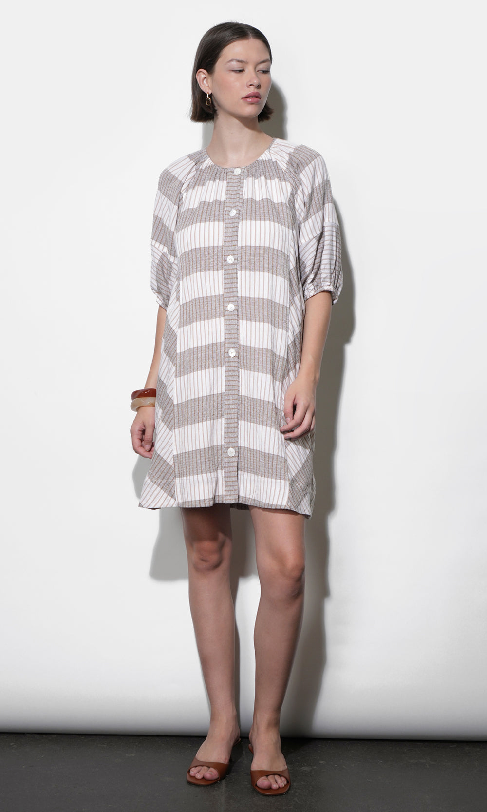 Kendall Puff Sleeve Popover Mini Dress