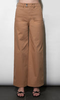 Jennsen Cotton Canvas Wide Leg Tan Pants