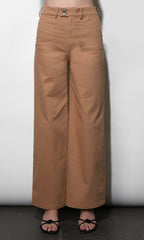 Jennsen Cotton Canvas Wide Leg Tan Pants