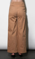 Jennsen Cotton Canvas Wide Leg Tan Pants