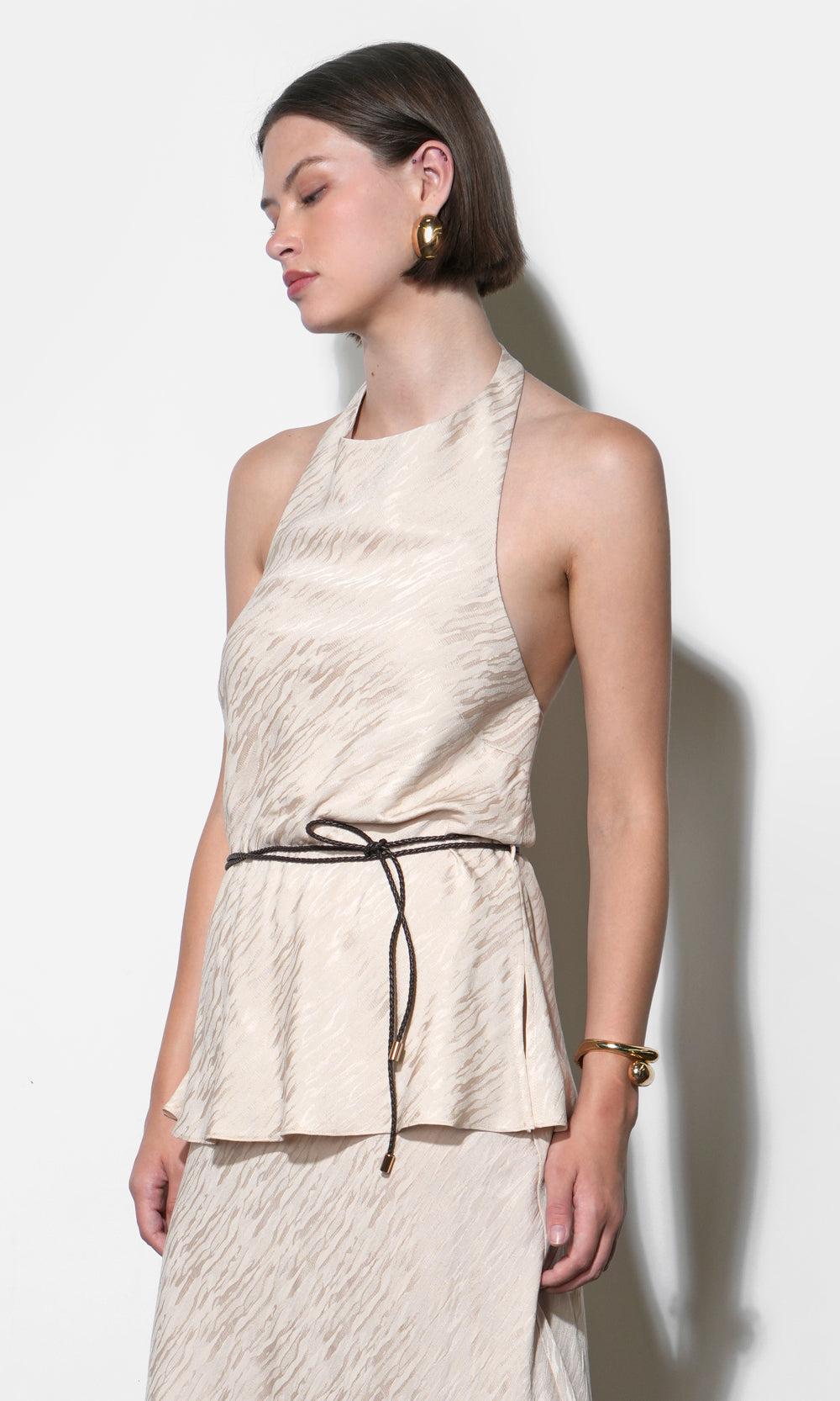 Lillian Halter Top With Braided Belt