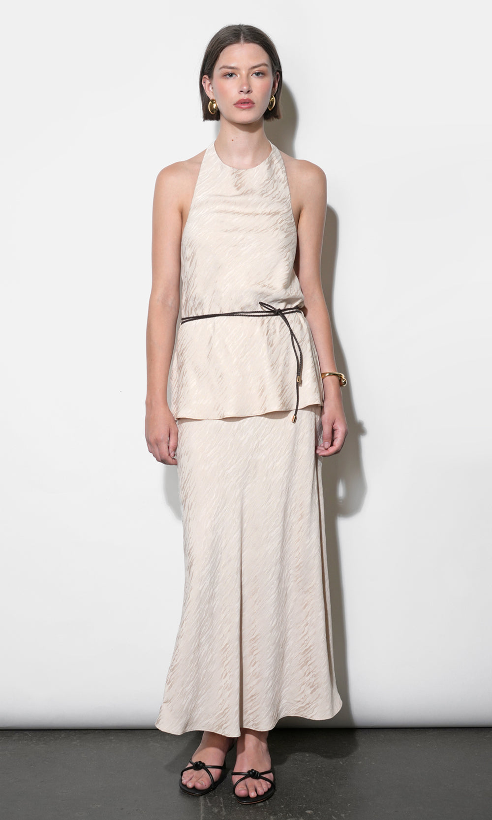 Lillian Halter Top With Braided Belt