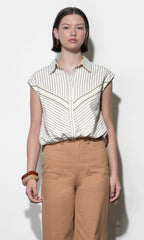 Everly Dolman Stripe Shirt Elastic Hem
