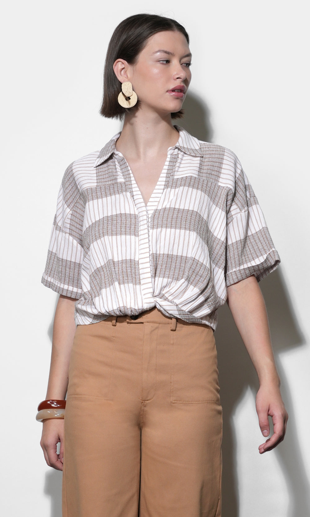 Ally Stripe Twist Front Shirt
