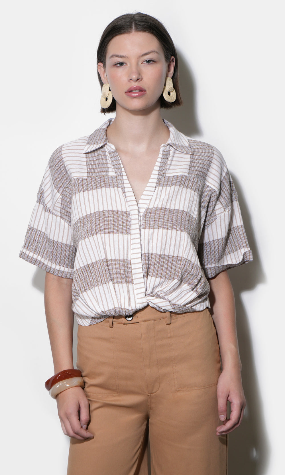 Ally Stripe Twist Front Shirt