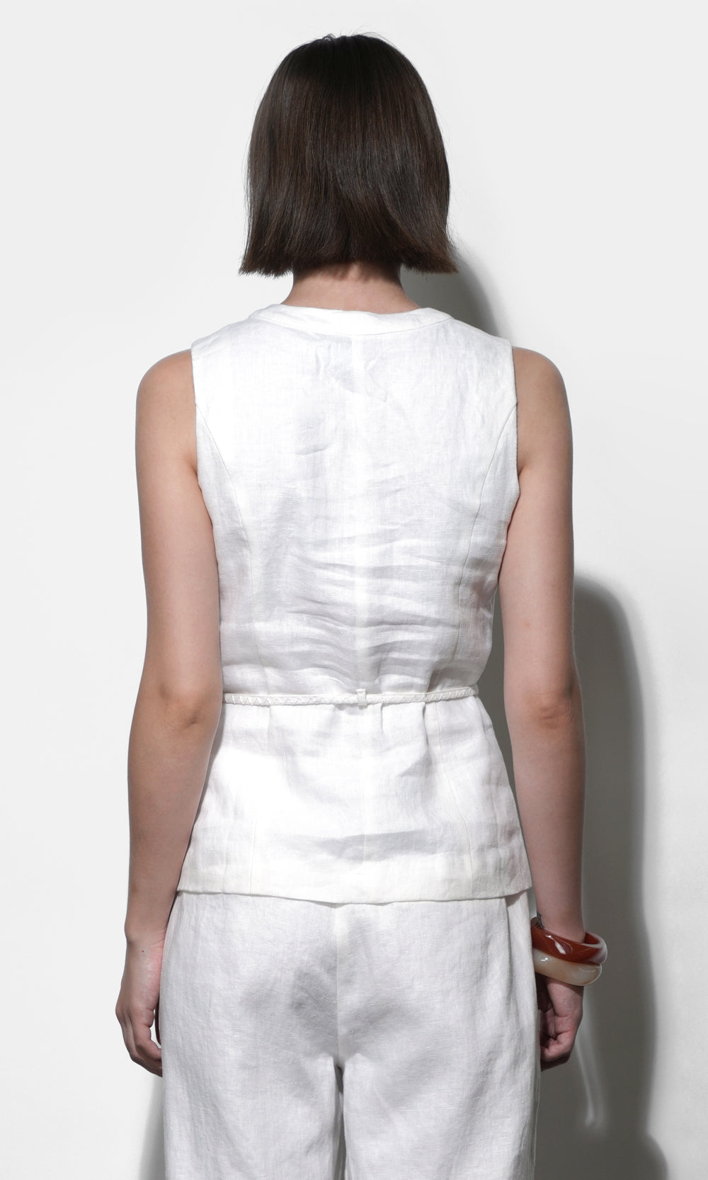 Hadley Linen Vest With Tie Belt