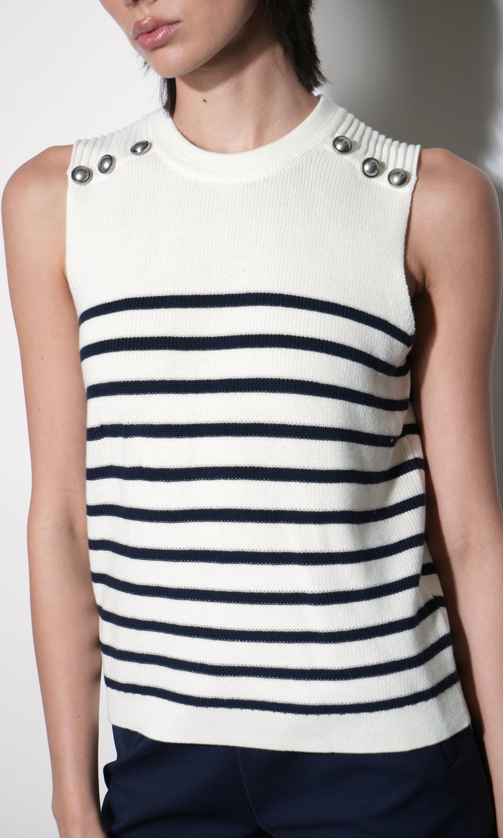 Elaine Sleeveless Stripe Sweater Top