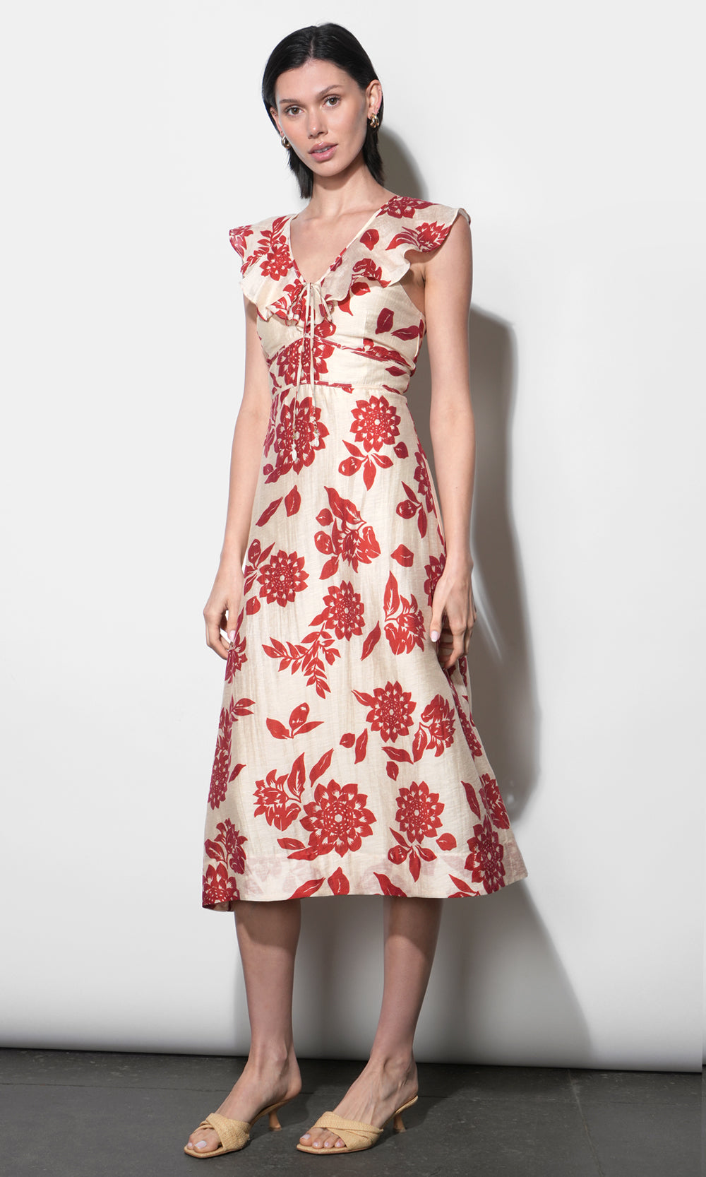 Jacqueline Flutter Sleeve Midi Dress