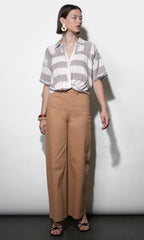 Jennsen Cotton Canvas Wide Leg Tan Pants