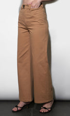 Jennsen Cotton Canvas Wide Leg Tan Pants