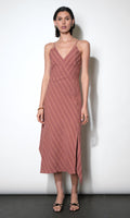 Leah Asymmetric Surplice Neck Stripe Dress