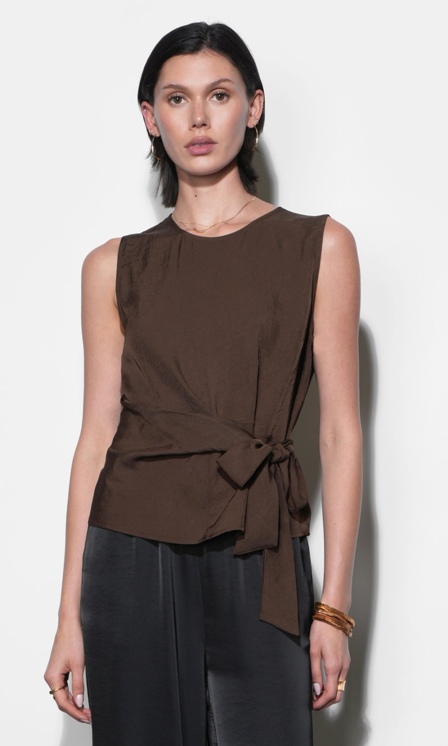 Lola Sleeveless Side Tie Blouse