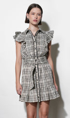 Mabel Belted Plaid Mini Dress