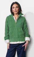 Mila Half Zip Up Cable Knit Sweater