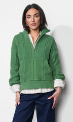 Mila Half Zip Up Cable Knit Sweater