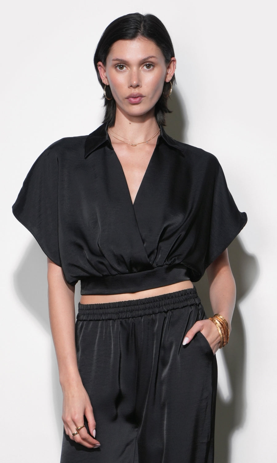 Nisa Dolman Sleeve Black Top