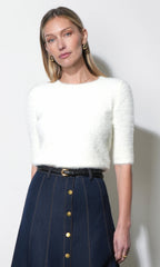 Odette Fuzzy Elbow Sleeve Knit Top