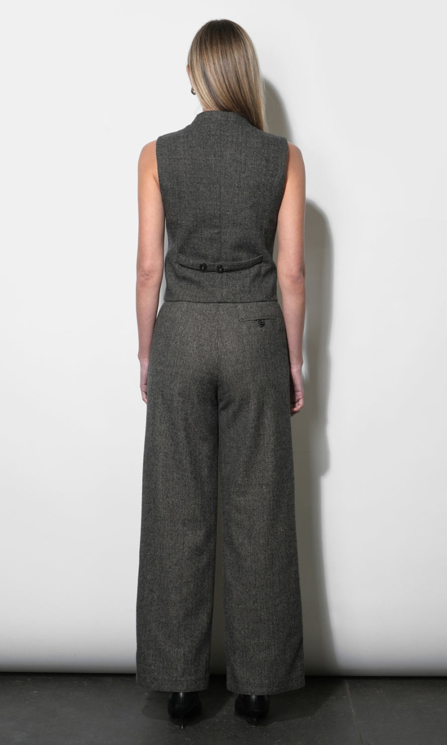 Liv Herringbone Wide Leg Trousers