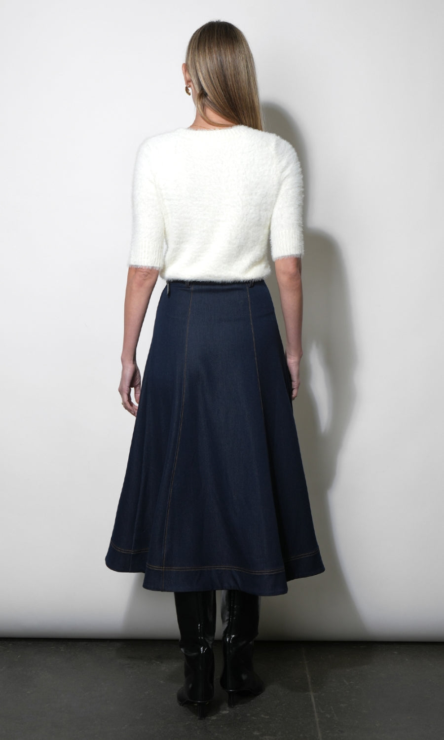 Odette Fuzzy Elbow Sleeve Knit Top