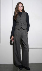 Liv Herringbone Wide Leg Trousers
